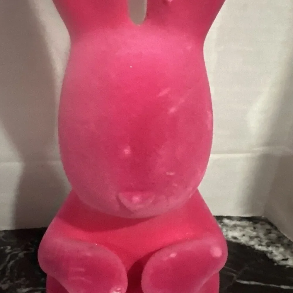 Bath & Body Works Bunny Rabbit Flocked Pink 3 Wick Candle Holder